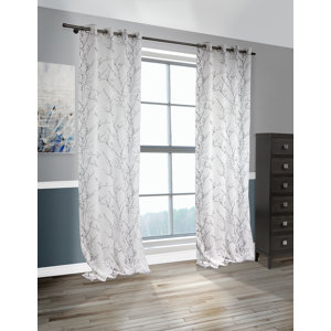 Lite Out Nature/Floral Sheer Grommet Curtain Panels (Set of 2)