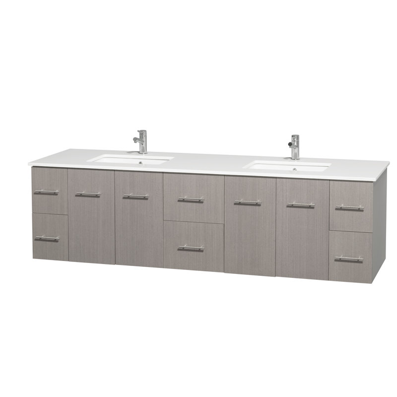 Wyndham Collection Centra 80" Double Gray Oak Bathroom Vanity Set with