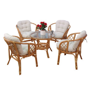 4-Sitzer Loungemöbel-Set aus Rattan mit Polster..