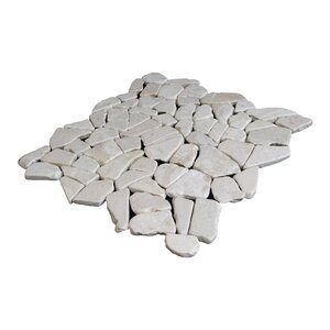 Fit Random Sized Natural Stone Pebble Tile in White