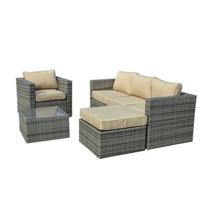 Rister 4 Piece Rattan Sectional Seating Group with Cushions