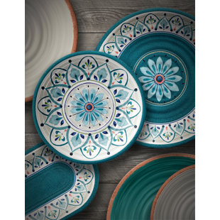 Outdoor Dinnerware Sets You Ll Love Wayfair Baeza Melamine 12 Piece Dinnerware Set Service For 4