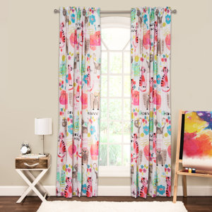 Purrty Cat Wildlife Sheer Rod Pocket Single Curtain Panel