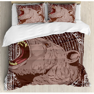 Rugged Bear Bedding Wayfair Animal Ilration Of The Growling Grizzly Bear Head With Sharp Teeth Print Duvet Cover Set