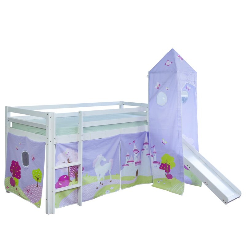 Homestyle4u Hochbett Schloss Mit Rutsche Vorhang Und Turm