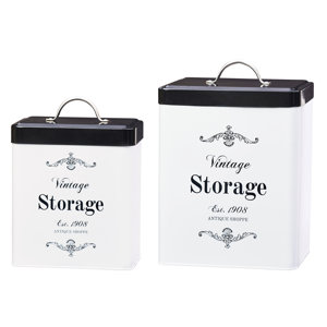 Antique Shoppe Metal 2 Piece Kitchen Canister Set