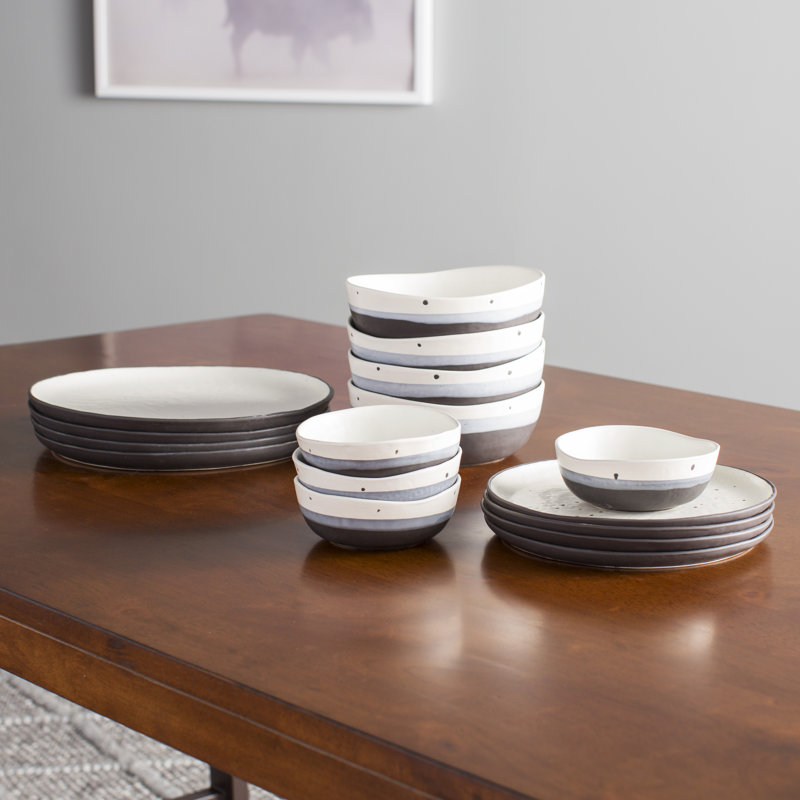 Mint Pantry Thistle Double Bowl 16 Piece Dinnerware Set, Service for 4 & Reviews Wayfair.ca