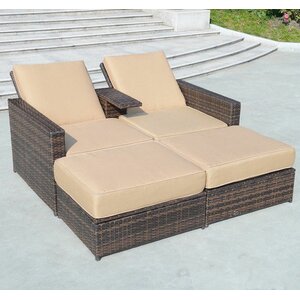 4 Piece Double Chaise Lounge with Cushion