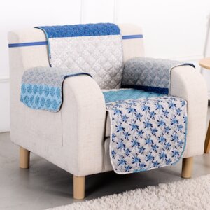 Blue Stone Box Cushion Armchair Slipcover
