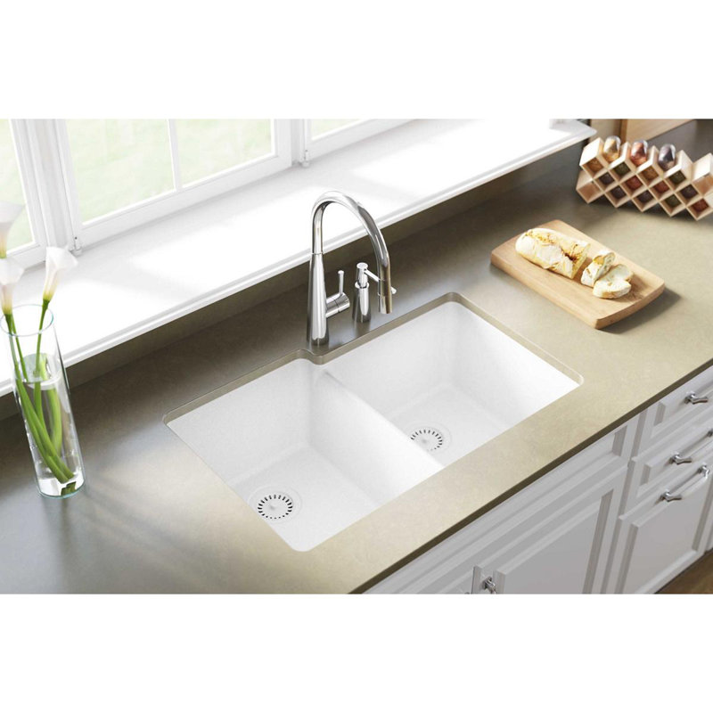 Elkay Quartz Classic 33" L x 21" W Double Basin Undermount ...