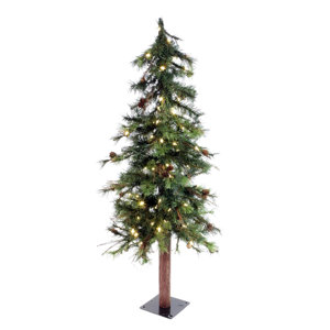 6' Mixed Country Christmas Tree with 200 LED Warm White Lights with Stand