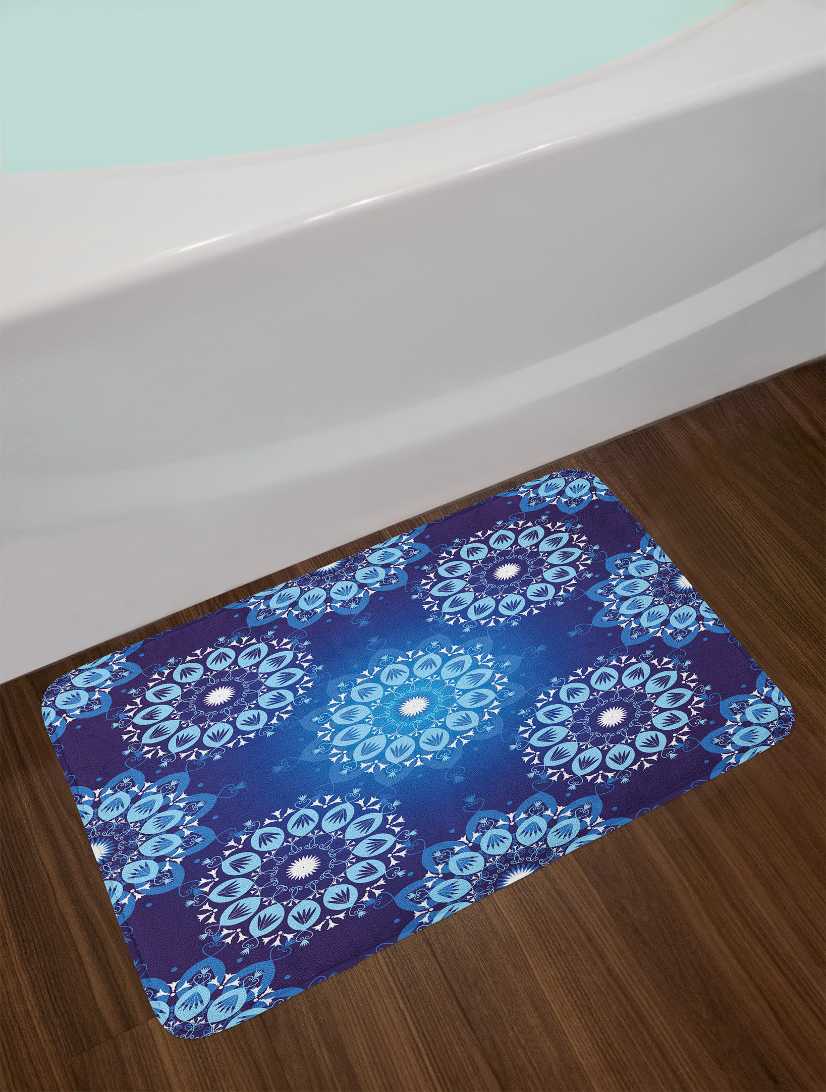 East Urban Home Vintage Style Dark Blue Bath Rug Wayfair