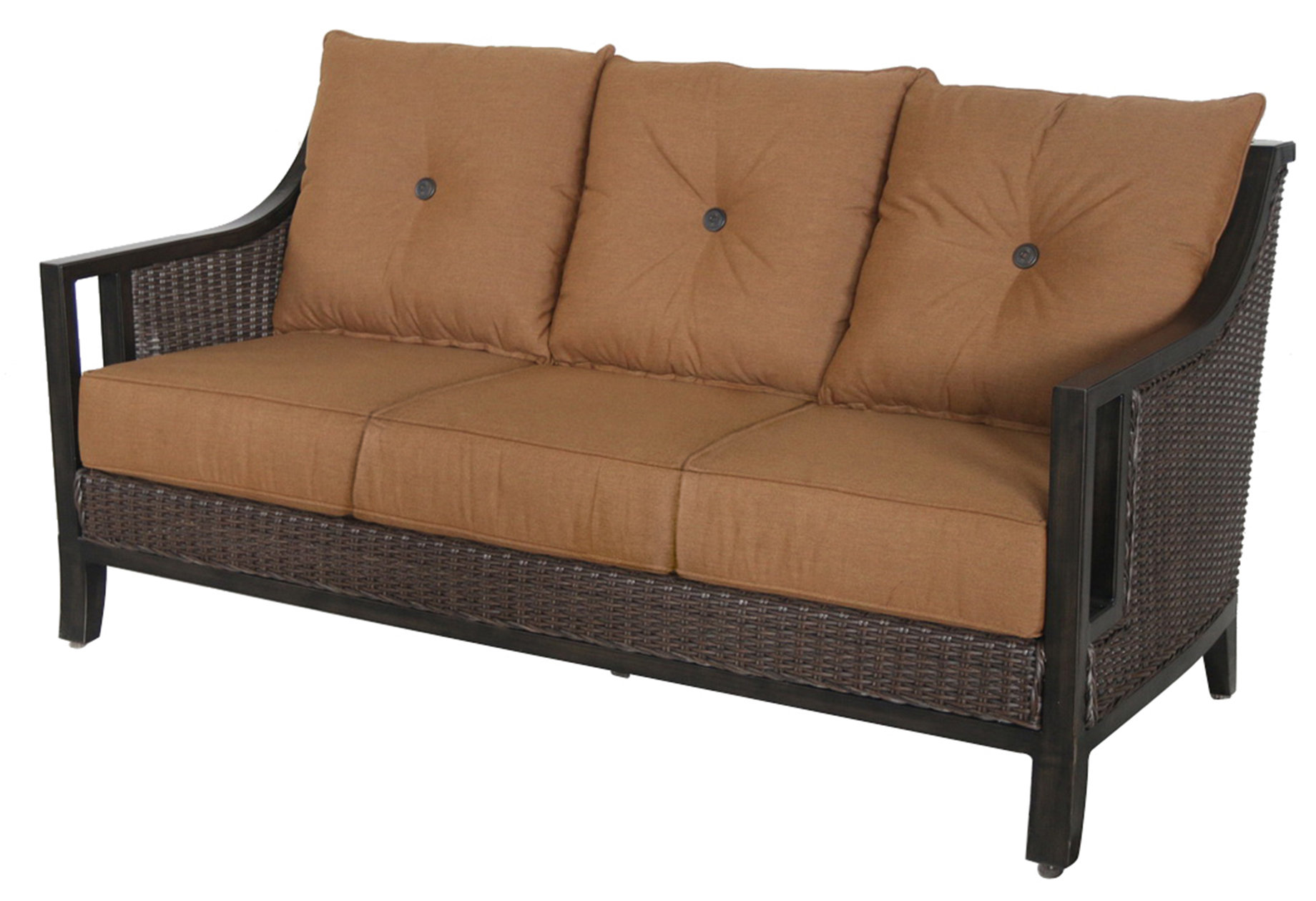 Gracie Oaks Cahillane Aluminum Outdoor Wicker 3 Seat Patio Sofa With Gracie Oaks Cahillane Aluminum Outdoor Wicker 3 Seat Patio Sofa With Cushions Wayfair