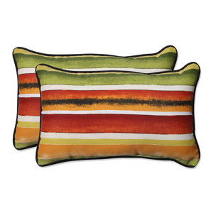 Dina Noir Indoor/Outdoor Lumbar Pillow (Set of 2)