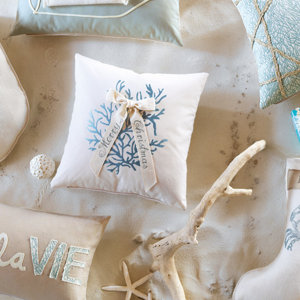 Coastal Tidings Coral Christmas Throw Pillow