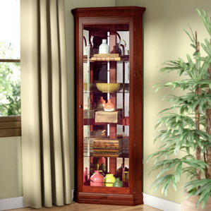 North Palisade Lighted Corner Curio Cabinet by L..