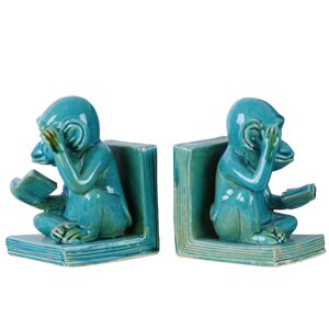 Sitting Reading Monkey Book End