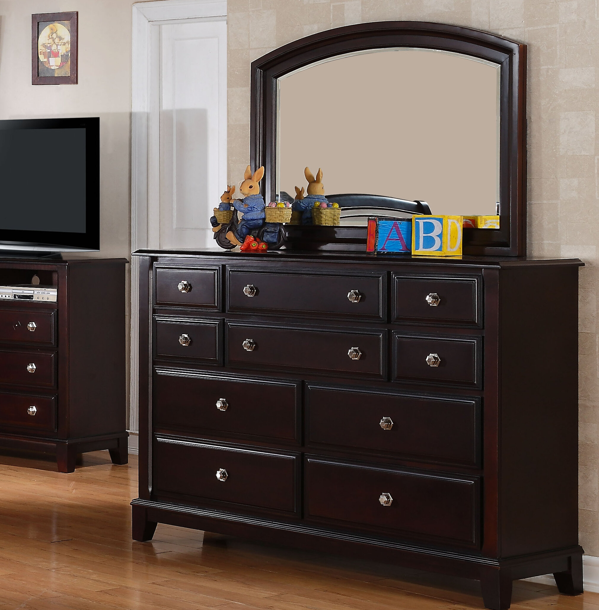 Alcott Hill Holzman 10 Drawer Dresser With Mirror Wayfair