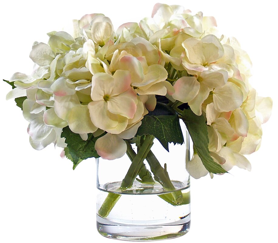 Faux Cream Hydrangea in Glass Vase & Reviews | Joss & Main