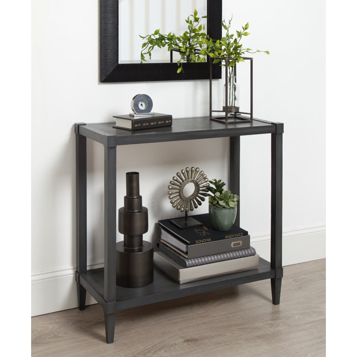 Breakwater Bay Kate And Laurel Rio Wood Console Table With Tapered Kate And Laurel Rio Wood Console Table With Tapered Legs Shelf Dark Grey