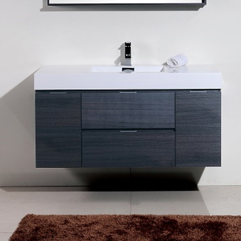 Wade Logan Tenafly 48 Single Wall Mount Modern Bathroom Vanity Set Tenafly 48 Single Wall Mount Modern Bathroom Vanity Set