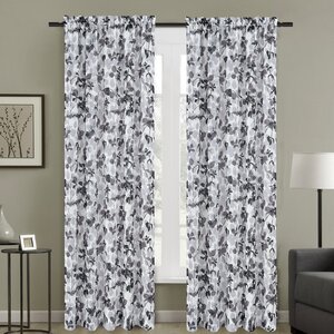 Central Nature/Floral Sheer Rod Pocket Curtain Panels (Set of 2)