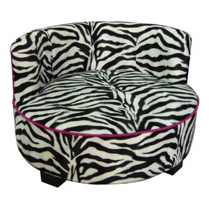 Upholstered Zebra Print Round Dog Bed