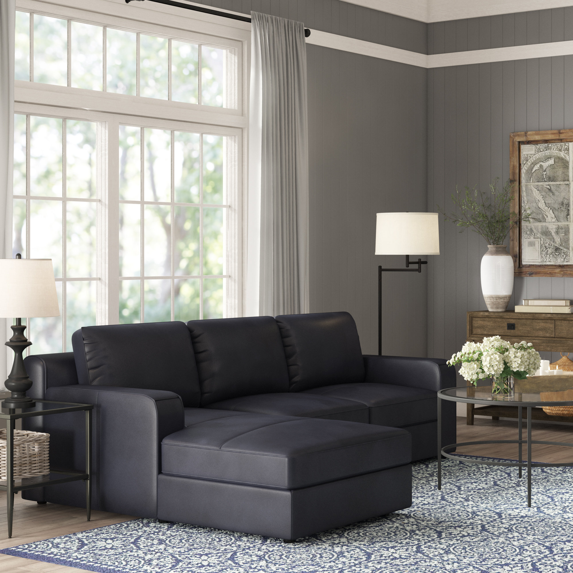 Arguello Leather Sleeper Sectional