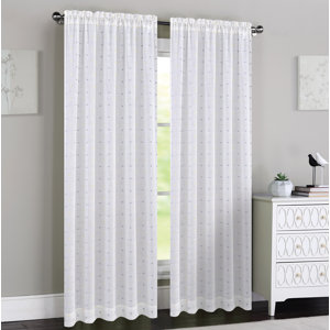 Madeline Polka dots Sheer Rod Pocket Curtain Panels (Set of 2)