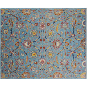 One-of-a-Kind Chobi Fine Aydin Hand-Knotted Light Blue Area Rug