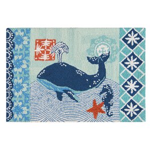 Pinewood Whale Wool Blue Area Rug