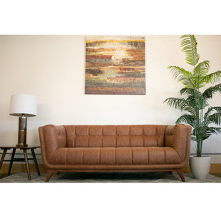 Modern Contemporary Leather Sofas You Ll Love Wayfair Lupe Vintage Leather Sofa