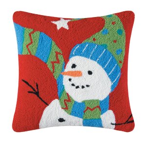 Festive Frosty Hooked Cotton Throw Pillow