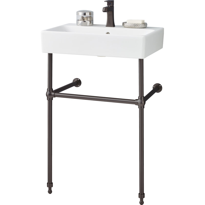 CheviotProducts Nuo Ceramic 24" Console Bathroom Sink with Overflow