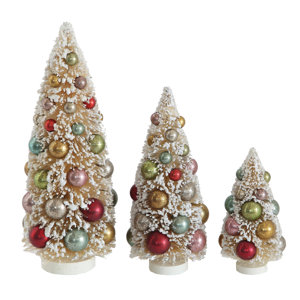 Whimsy 3 Piece Bottle Brush Christmas Tree Set