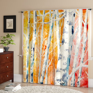 Thomasboro Brazen Design Studio's Falling For Color Birch Trees Room Darkening Curtain Panels (Set of 2)