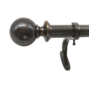 Decopolitan Pitted Ball Telescoping Single Curtain Rod and Hardware Set