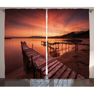 Pier One Curtains Wayfair Rustic Pier On Beach Decor Graphic Print Room Darkening Rod Pocket Curtain Panels Set Of 2