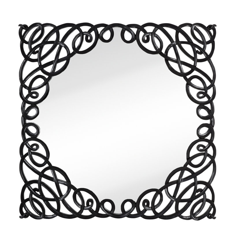 Majestic Mirror Square Accent Mirror with Black Looping Swirl Frame
