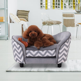 Dog Beds Large Raised You Ll Love Wayfair Co Uk Wooden Plush Fur Dog Sofa In Grey