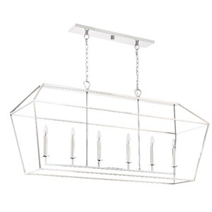 Padminie Polished Nickel 6-Light Kitchen Island Pendant