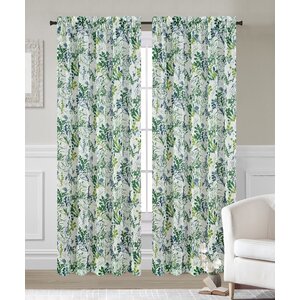 Fauna Nature/Floral Sheer Rod Pocket Curtain Panels (Set of 2)