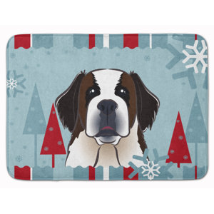 Winter Holiday Saint Bernard Memory Foam Bath Rug