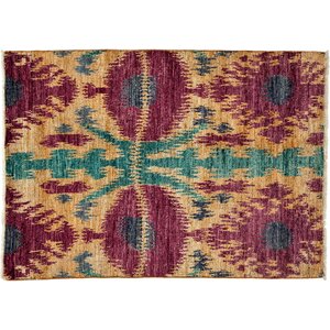 One-of-a-Kind Ikat Hand-Knotted Pink Area Rug
