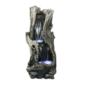 Fiberglass Tall Log Fountain with LED Light