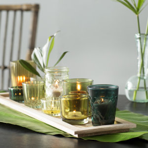 Gustave 10 Piece Wood Tray and Glass Set