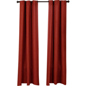Mainville Faux Linen Solid Semi-Sheer Grommet Curtain Panels