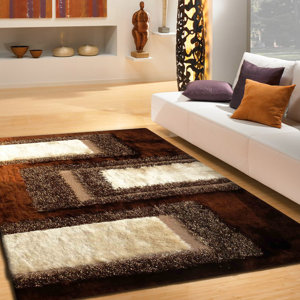 Sebasco Shag Hand-Tufted Brown Indoor Area Rug