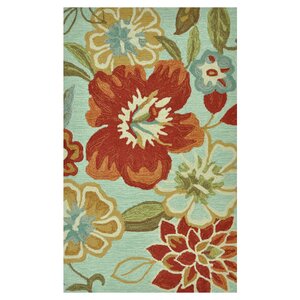 Summerton Hand-Hooked Mist/Red Area Rug