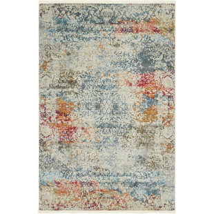4 X 8 Rug Wayfair Lonerock Cream Blue Area Rug